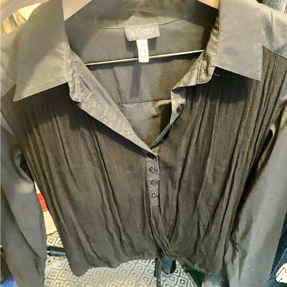 Armani Jeans women’s black blouse S - Picture 3 of 11